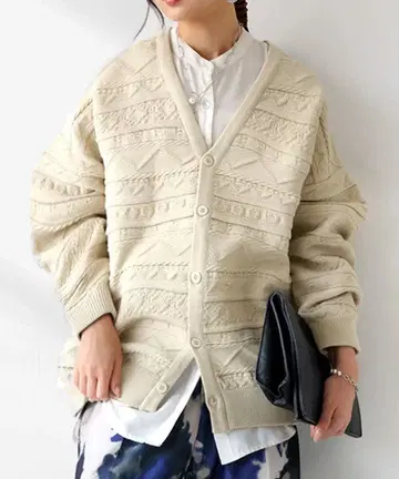 안티카 자카드 가디건 베이지