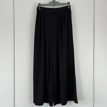 블랙 와이드 팬츠 허리밴딩