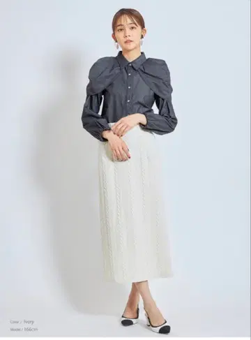 시스루 플레어 니트 스커트