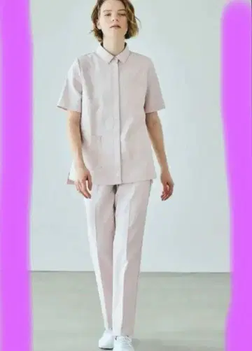 흰 옷 상하의 세트 JILLSTUART 다이애그널 자켓 팬츠 스크럽