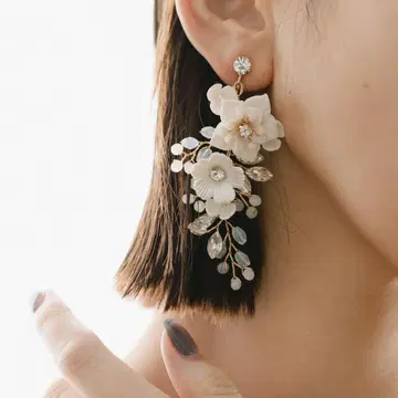 K.s.mily 화이트 플라워 귀걸이 / 브라이덜 액세서리