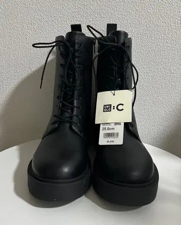 새상품 유니클로 C 컴필터치 레이스업 숏부츠 블랙