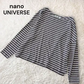 나노 유니버스 보더 T셔츠 와이드 드롭 상의 면 100% 얇은 소재 F