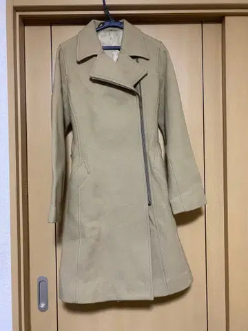 COMME CA ISM 베이지 울 코트 허리 벨트 포함