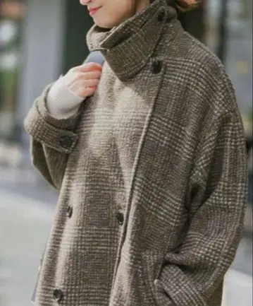 스픽 앤 스팬 미들 기장 체크 코트