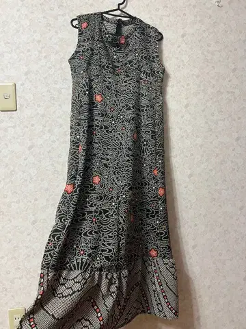 기모노 리메이크 슬리브리스 롱 원피스 꽃무늬 포켓 없음 조임 기모노