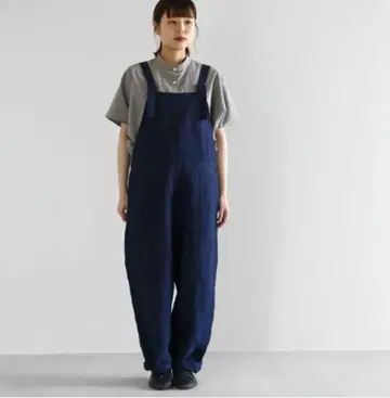 HUIS 엔슈 직물 509 대나무 린넨 오버롤 네이비