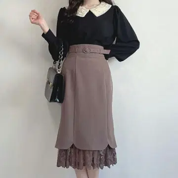 레이스 레이어드 타이트 스커트 안나수가 안나수이 안나수이 핀