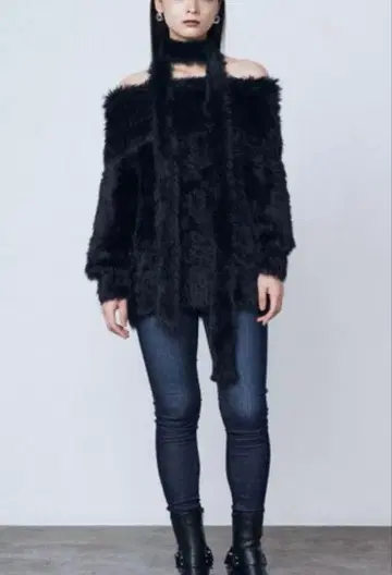 [택 포함 새상품] EMODA 오프숄더 니트 타이 오버 니트 2way