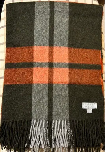 [ 거의 미사용 ] Joshua Ellis 캐시미어 대형 스톨 체크 무늬