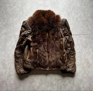 archive grunge fur leather jacket brown