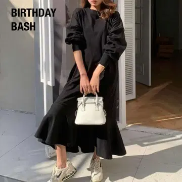 [ BIRTHDAY BASH ] 벌스데이 바쉬 맨투맨 원피스 블랙 F