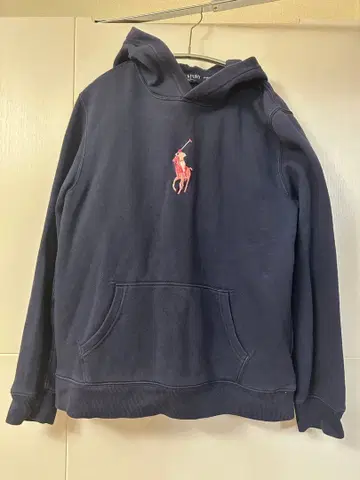 PINK PONY 네이비 후드 부착 후드티 랄프 로렌