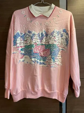 HABAND FOR HER 핑크 스완 디자인 트레이닝복 fancy