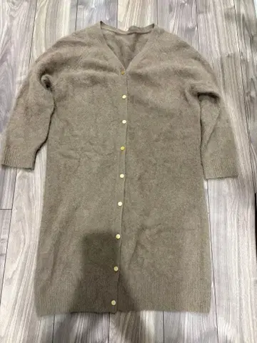 FONCE 울 100% 베이지 롱 가디건