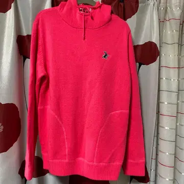 JACK BUNNY 형광 핑크 후드 부착 스웨터