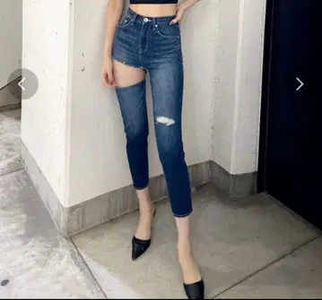 GYDA 제이다 데미지 가공 스트레이트 데님 M 인디고 데님