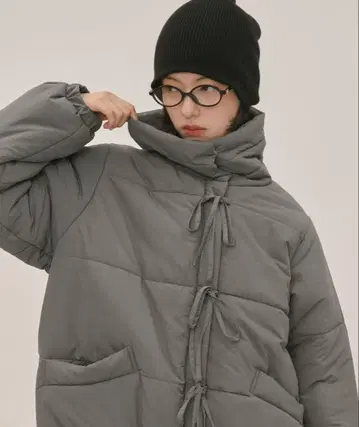 loin nuit 로완뉴이 리본 패딩 블루종 그레이