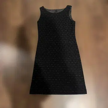 라메 믹스 블랙 슬리브리스 원피스