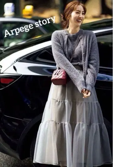 Arpege story 오간자 캉캉 스커트 0 라이트 그레이
