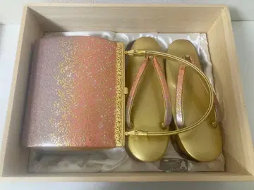 핑크 골드 컬러 벚꽃 패턴 조리와 백 세트