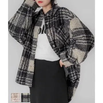 coca 체크 보아 자켓 L 사이즈