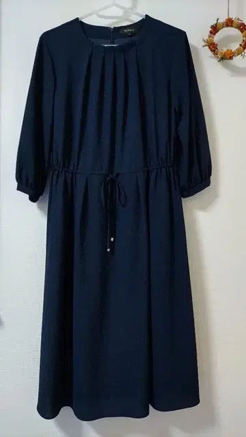 Reflect 네이비 7부 소매 원피스