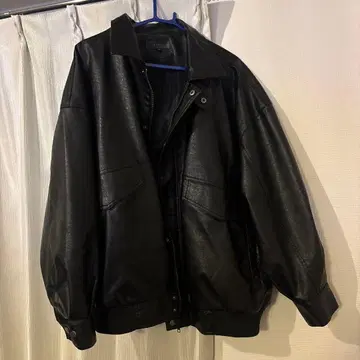 CLEL 빈티지 디자인 인조 가죽 블루종 M 사이즈