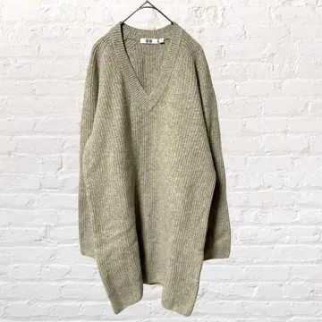 12463 UNIQLO U 리브 V넥 스웨터 M 오버 사이즈 울