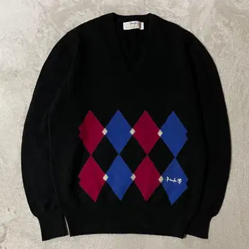 스코틀랜드제 프린글 아가일 무늬 울 니트 스웨터 40