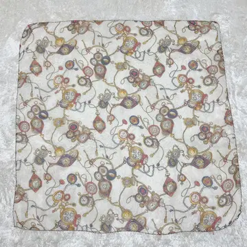 [ 새상품급 ] 레트로 앤티크 회중시계 패턴 스카프 대형 일본제 엘레강트