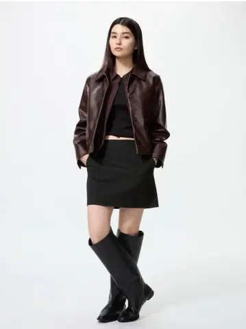 유니클로 스코트 스커트 블랙