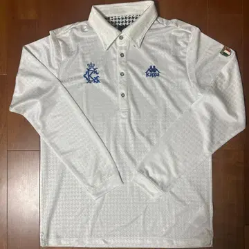 Kappa 화이트 긴팔 피케 셔츠 KC 엠블럼 자수