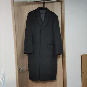 다크 그레이 싱글 브레스티드 롱 코트