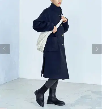 프레디 울 혼방 스탠드 카라 미들 코트 38