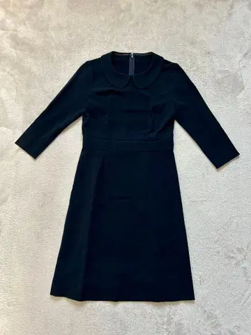 ANAYI 네이비 카라 부착 무릎 기장 원피스 38