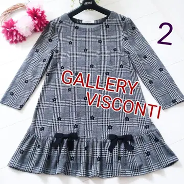 갤러리 비스콘티 사이즈 2 그레이 체크 꽃무늬 프릴 리본