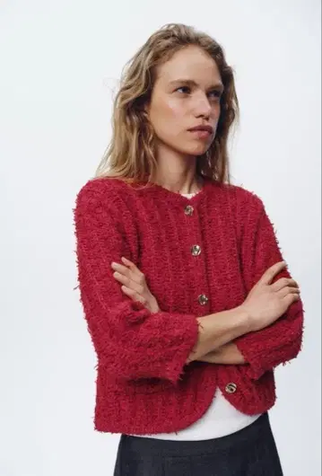 ZARA 트위드 자켓 가디건 M