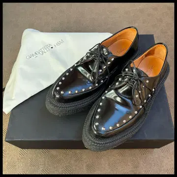 H&M 지암바티스타 발리 콜라보 스터드 더비 슈즈 통굽 블랙