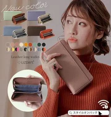 LIZDAYS 가죽 장지갑 블랙 플라워