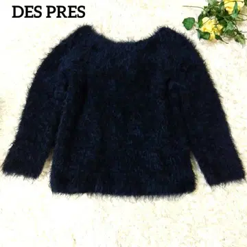 데프레 투모로우랜드 다크 네이비 퍼 샤기 니트