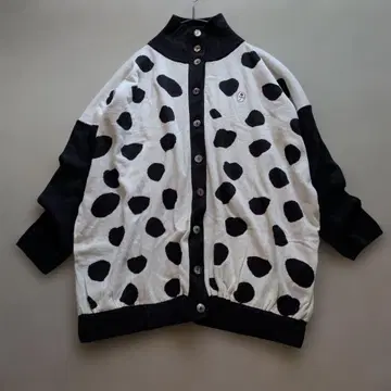 까스텔바작 도트 물방울 패턴 긴팔 울 가디건