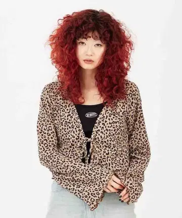 x-girl 레오파드 무늬 가디건