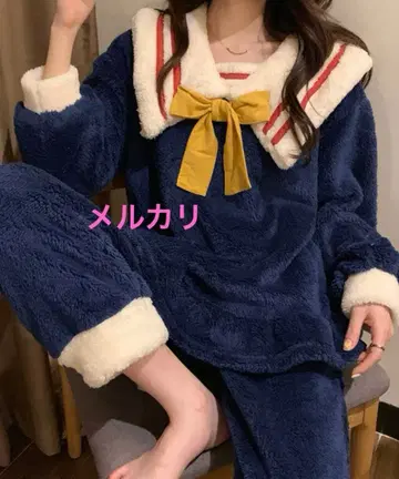 세일러 카라 룸웨어 파자마 셋업 복슬복슬 프린세스 리본