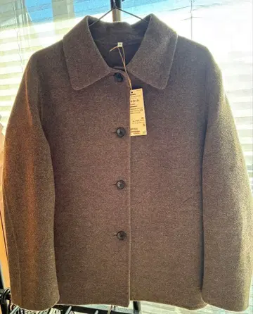 새상품 무인양품 울 혼방 더블 페이스 숏코트 다크 모카 브라운