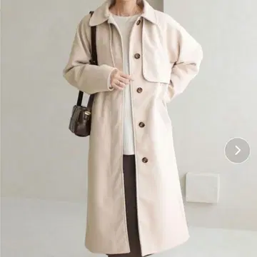 요크 스텐 칼라 롱 코트 아이보리 M