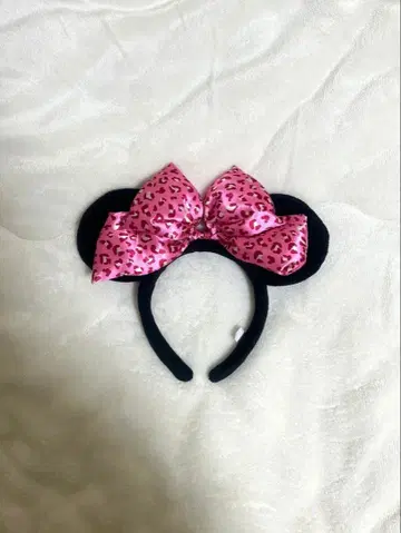 디즈니 머리띠 핑크 표범 무늬
