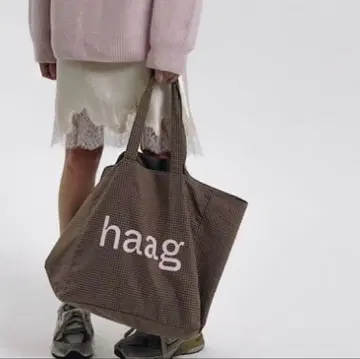 한국 HAAG 체크 백 브라운