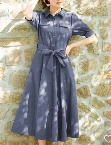 Noela 데님 원피스 73 인디고 반팔