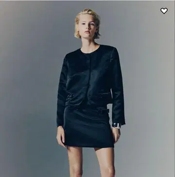 새상품 H&M 블랙 보우 디테일 새틴 자켓